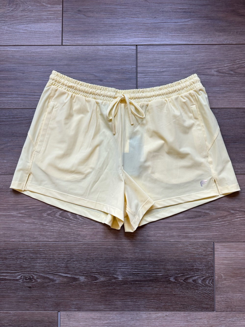 Fabletics Light Yellow Drawstring Active Shorts